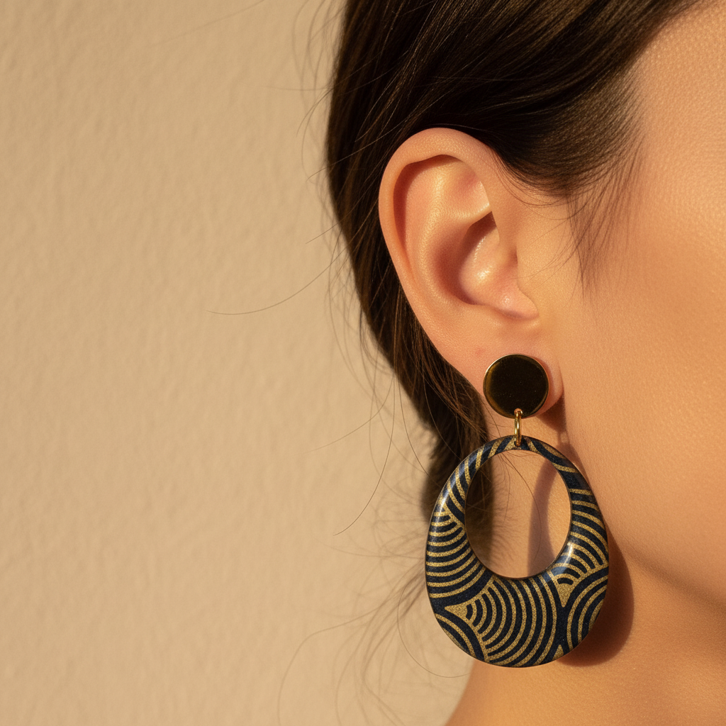 Kriyōla Earrings | Teal & Gold Nepali Paper | Handmade