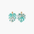 Boucles d'oreilles Monstera acier inoxydable doré papier lokta motifs organiques verts
