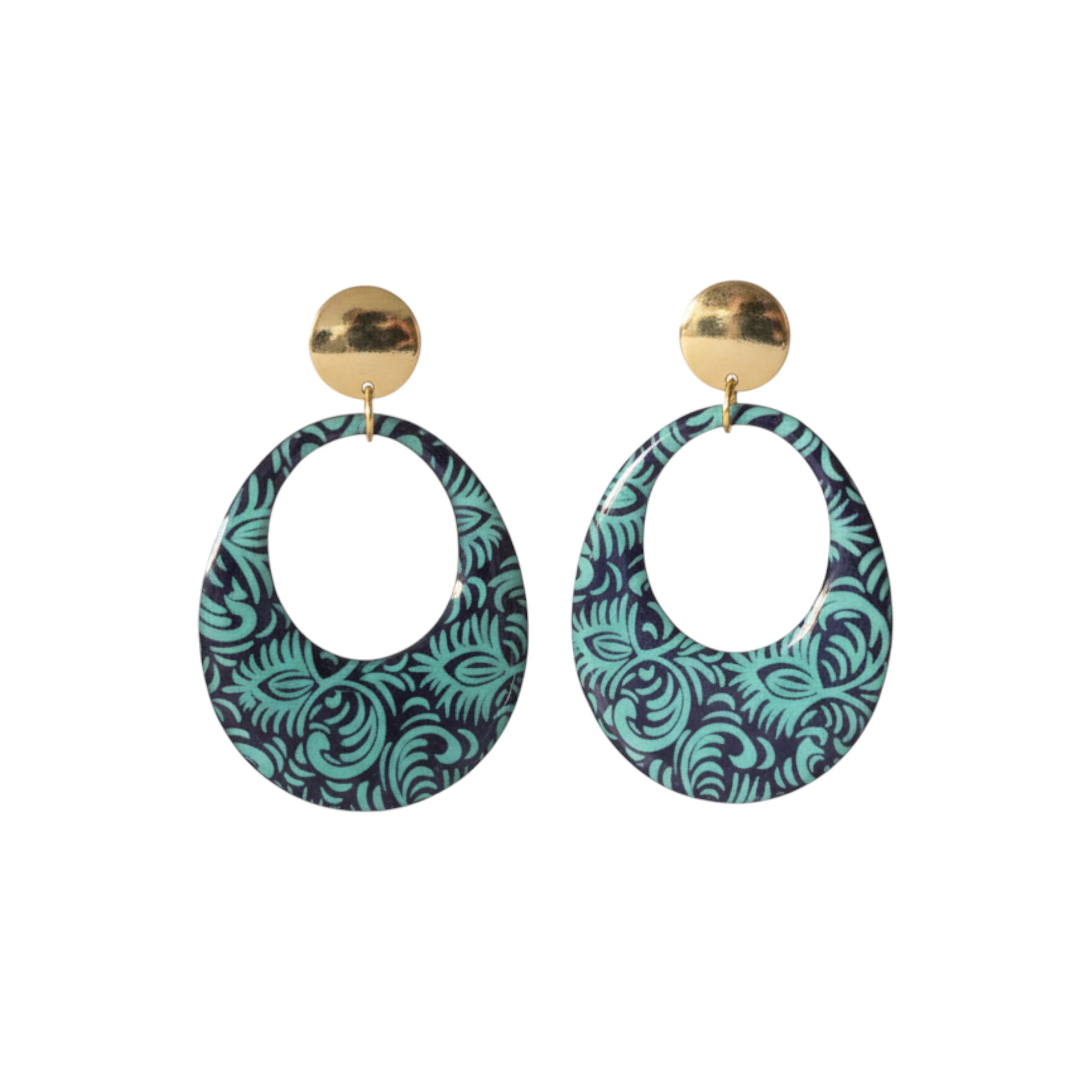 Boucles d'oreilles Kriyōla – Papier Indien résiné Bleu Envoûtant