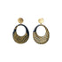 Boucles créoles Kriyōla papier népalais bleu paon caramel résine
miroir clous acier doré faites main France
