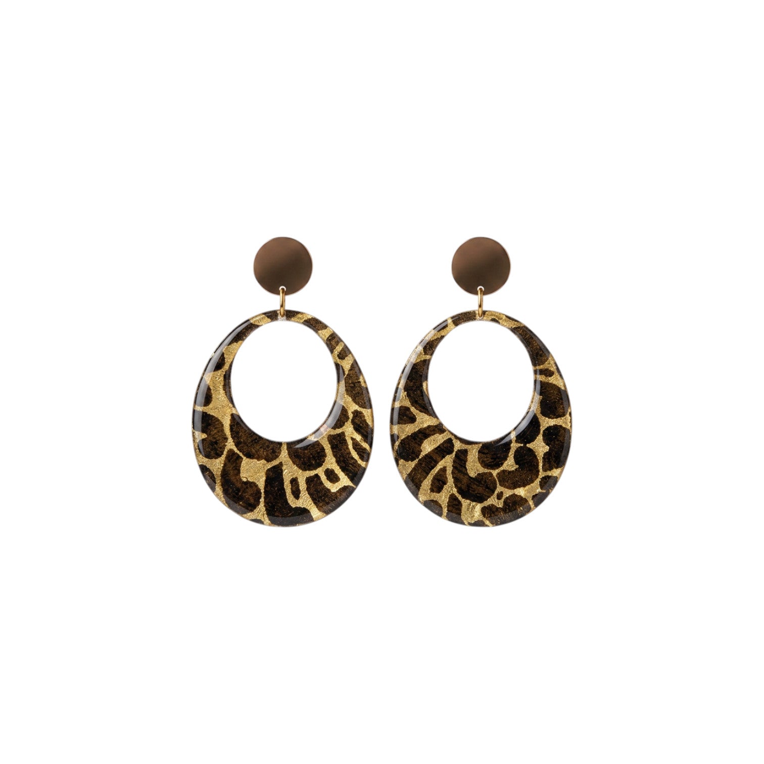 Boucles d'oreilles Kriyōla · papier lokta doré & kaki · clous acier inoxydable · fait main France