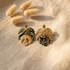 boucles d'oreilles botaniques fait main Monstera papier lokta motifs feuilles bleu vert doré