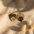 boucles d'oreilles botaniques fait main Monstera papier lokta or vert kaki