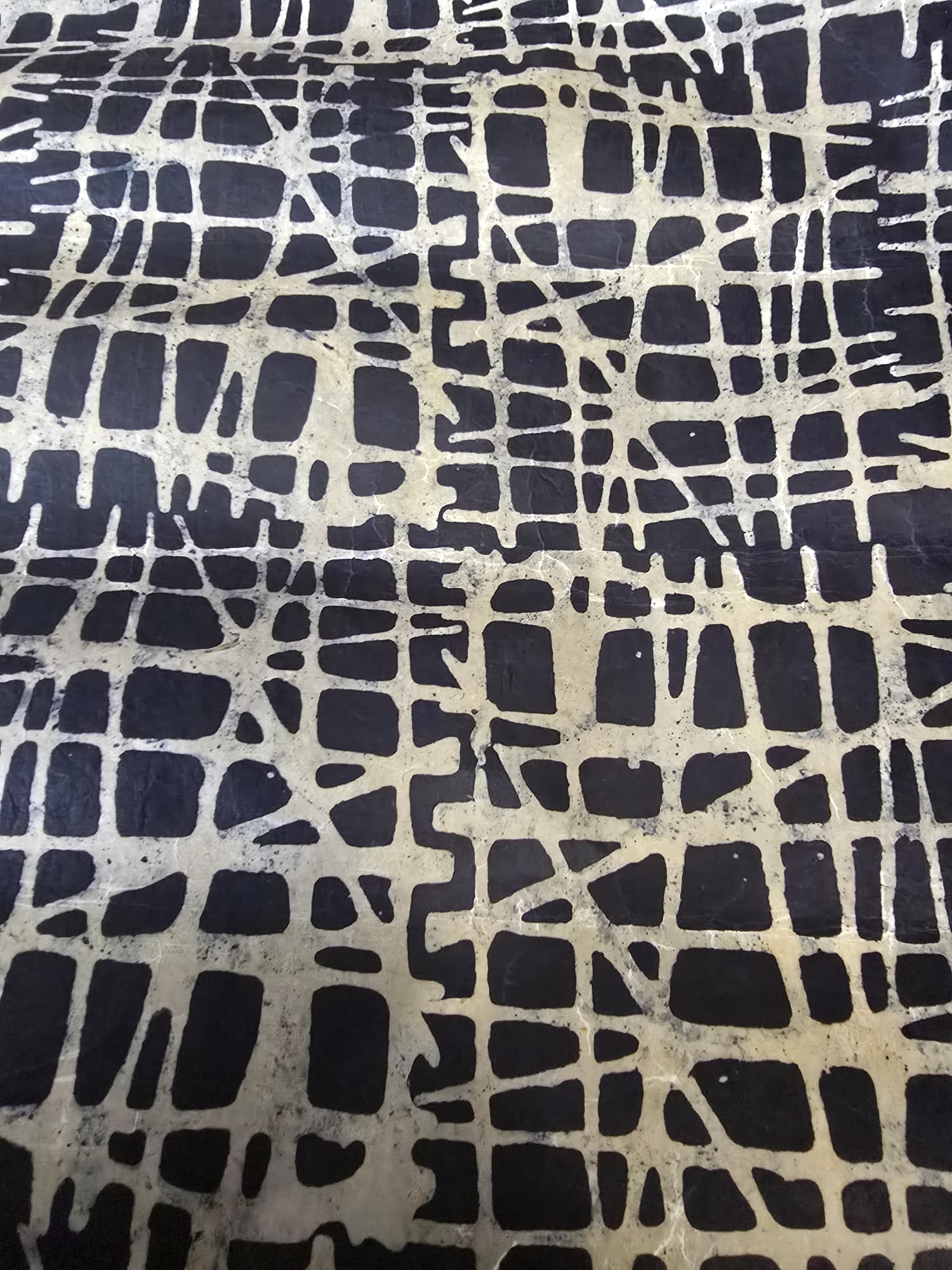 Collier Hēksā - papier néplais résiné bleu et beige