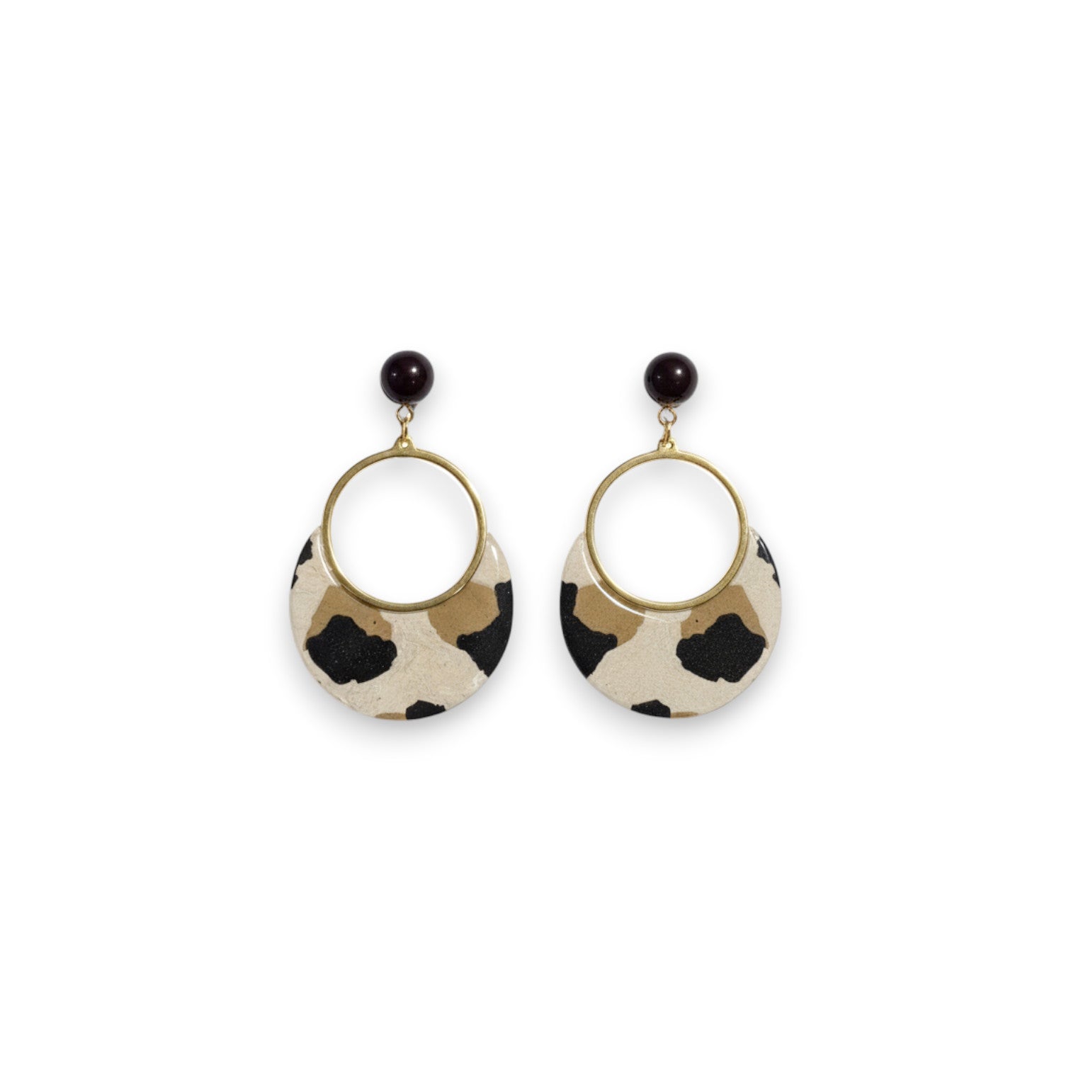 Boucles d'oreilles Sūrya  Papier Népalais Motif Léopard