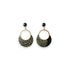 Boucles artisanales Sūrya papier népalais noir gris résiné anneau
acier doré 25mm cabochon verre faites main France
