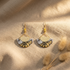 boucles d'oreilles demi-lune fait main gingko jaune solaire noir blanc papier indien Ādhā Gōla